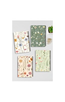 A5 Boyutunda 4'lü İnce Kapak Hatıra Defter Seti, Spiral Açık Gri A5 Boyutunda 4'lü İnce Kapak Hatıra Defter Seti, Spiral Açık Gri