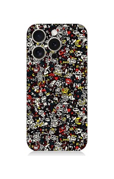 Apple Uyumlu iPhone 15 Pro Küçük Figürler Desenli Silikon Kılıf Silikon