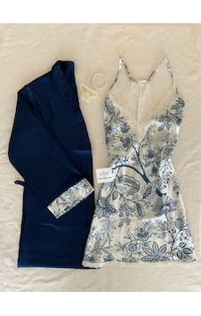 Mh Moony Homewears Saten Blueberry Gecelik Seti Mavi Mh Moony Homewears Saten Blueberry Gecelik Seti Mavi