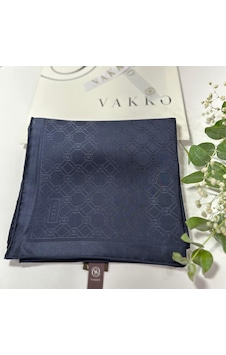 Vakko 90x90 Jakarlı Saf İpek Eşarp - 05493 - 68x200 / Lacivert Lacivert