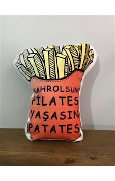 Dekoratif Kahrolsun Pilates Yaşasın Patates Tasarımlı Yastık