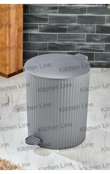 Pedallı, Çizgili Yuvarlak Model Banyo/mutfak Çöp Kovası 8lt Antrasit Antrasit Pedallı, Çizgili Yuvarlak Model Banyo/mutfak Çöp Kovası 8lt Antrasit Antrasit