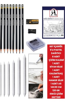 Kara Kalem Eskiz Defteri Pastel Dağıtıcı Çizim Seti Tam Takım Kara Kalem Eskiz Defteri Pastel Dağıtıcı Çizim Seti Tam Takım