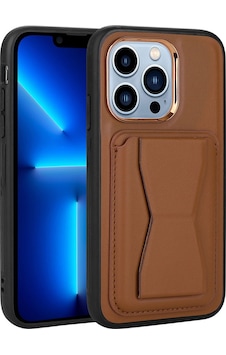 Kilifone - Apple Uyumlu iPhone 12 Pro Max - Kılıf Kart Bölmeli El Tutacaklı Stand Olan Pu Deri Memo Kapak - Kahverengi Kilifone - Apple Uyumlu iPhone 12 Pro Max - Kılıf Kart Bölmeli El Tutacaklı Stand Olan Pu Deri Memo Kapak - Kahverengi