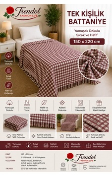 Tek Kişilik Battaniye 150x220 Cm %70 Pamuk %30 Polyester Yumuşak Dokulu Sıcak Tutuu Ekose Battaniye Mor Mor