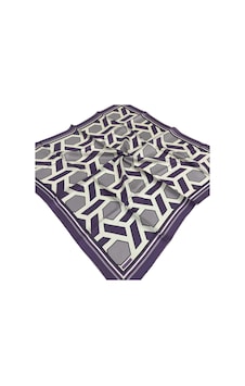 L'awilia Mor Gümüş Geometrik Desen Tivil İpek Eşarp 29027-42 L'awilia Mor Gümüş Geometrik Desen Tivil İpek Eşarp 29027-42