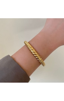 Vintage Burgu Gold Kararmaz Çelik Kelepçe Bileklik
