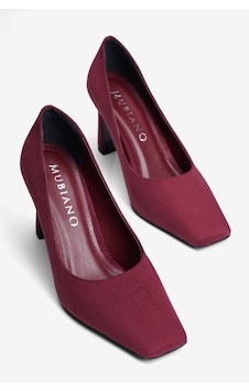 Mubiano Kadın Süet Topuklu Ayakkabı Kare Burun Stiletto Naya Bordo Mubiano Kadın Süet Topuklu Ayakkabı Kare Burun Stiletto Naya Bordo