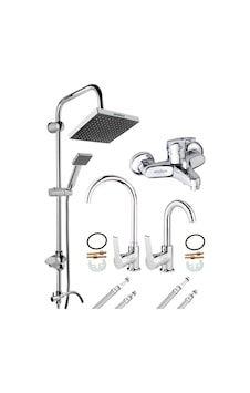 Lüx 4 Lü Set Robot Yağmurlama Tepe Duş Seti - Banyo - Lavabo - Mutfak Eviye Musluğu Bataryası Krom Lüx 4 Lü Set Robot Yağmurlama Tepe Duş Seti - Banyo - Lavabo - Mutfak Eviye Musluğu Bataryası Krom
