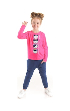 Denokids Japan Cats Kız Çocuk T-shirt Pantolon Takım