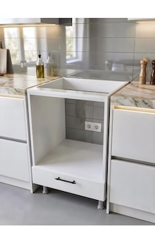 Ankastre Dolabı, Ankastre Fırın Ocak Modülü, Ayarlanabilir Ayaklı, Mutfak Dolabı, Kapaklı, Beyaz, Ankastre Kabini