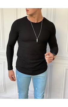 Modefendi Slim Fit İtalyan Kesim Pamuk Örme Sweat Siyah