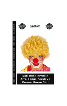 Sarı Renk Kıvırcık Afro Bonus Peruk Ve Kırmızı Burun Seti Oyun Aksesuarı Parti Gereci Gösteri Peruğu Sarı Renk Kıvırcık Afro Bonus Peruk Ve Kırmızı Burun Seti Oyun Aksesuarı Parti Gereci Gösteri Peruğu