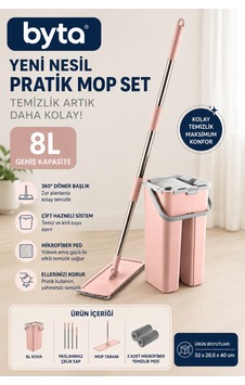 Yeni Nesil Pratik Mop Seti 8 L Çift Hazneli Temizlik Kovası Ve Mikrofiber Flat Mop Yeni Nesil Pratik Mop Seti 8 L Çift Hazneli Temizlik Kovası Ve Mikrofiber Flat Mop