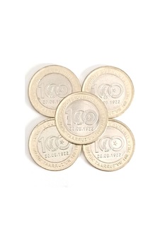 5 Adet Büyük Taarruz'un 100. Yılı Hatıra Para 1 Lira . Koleksiyon Para. Tedavül 5 Adet Büyük Taarruz'un 100. Yılı Hatıra Para 1 Lira . Koleksiyon Para. Tedavül