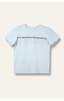 Mininio Erkek Çocuk Baskılı T-shirt - Açık Mavi Açık Mavi