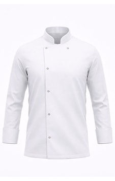Unisex Beyaz Şef Ceketi Uzun Kollu, Çıtçıtlı