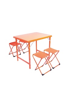 Andoutdoor French 4 Masa ve Sandalye Seti-Turuncu