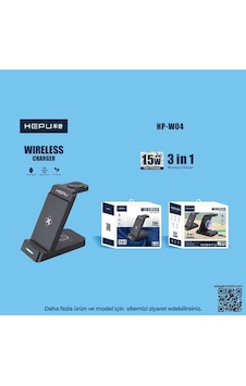 Hepu Hp-w04 3in1 Kablosuz Hızlı Şarj Standı Hepu Hp-w04 3in1 Kablosuz Hızlı Şarj Standı