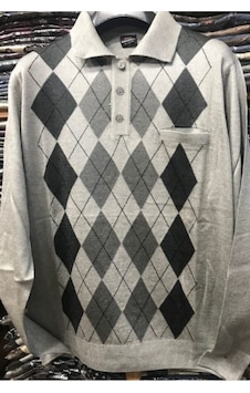 Nacar Store Erkek Desenli Polo Yaka Ince Yün Triko Düğmeli Baba Kazak Gri Nacar Store Erkek Desenli Polo Yaka Ince Yün Triko Düğmeli Baba Kazak Gri