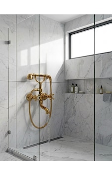 Nostalji Serisi Gold Banyo Bataryası Ve El Duşu Seti Altın Nostalji Serisi Gold Banyo Bataryası Ve El Duşu Seti Altın