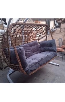 Beykany Bahce,balkon Iki Kişilik Rattan Salıncak Kahverengi
