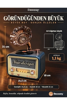 Dexxony Dx-2527 Mavi Nostaljik Radyo Gramofon Görünümlü Büyük Boy Şarjlı Bluetooth Hoparlör Fm Usb Dexxony Dx-2527 Mavi Nostaljik Radyo Gramofon Görünümlü Büyük Boy Şarjlı Bluetooth Hoparlör Fm Usb