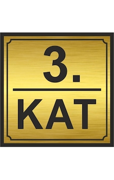 3.kat Metal Yönlendirme Levhası 20cm X 20cm Gold Renk 3.kat Metal Yönlendirme Levhası 20cm X 20cm Gold Renk