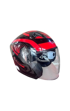 Ls5 Güneş Vizörlü Yarım Kask Kırmızı - Siyah Ls5 Güneş Vizörlü Yarım Kask Kırmızı - Siyah