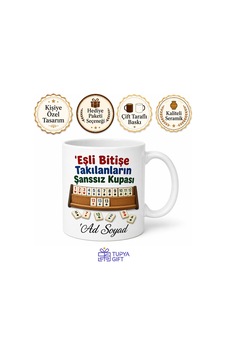 Okey Taşları Çizimli Eşli Bitişe Takılan Şanssızlara Kupa Bardak Hediye Beyaz / Çok Renkli Okey Taşları Çizimli Eşli Bitişe Takılan Şanssızlara Kupa Bardak Hediye Beyaz / Çok Renkli