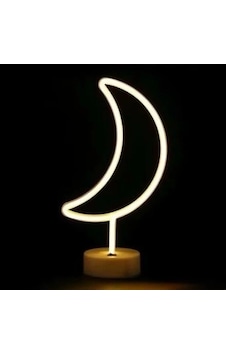 Neon Işıklı Ay Masa Gece Lambası Pil+usb Çokrenkli
