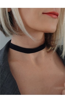 Eva Takı Bohem Kadife Siyah Tasma Choker Kolye Altın