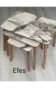 Modern Ahşap Zigon Sehpa Takımı Efes Beyaz Mermer Modern Ahşap Zigon Sehpa Takımı Efes Beyaz Mermer