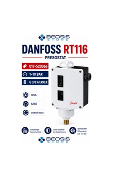 Danfoss 017-520366 Rt116 1/10 Bar Presostat Danfoss 017-520366 Rt116 1/10 Bar Presostat