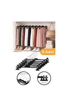 Esti 6 Adet - Ayarlanabilir Mandallı Etek & Pantolon Askısı Dolap İçi Elbise Askısı Kahverengi Esti 6 Adet - Ayarlanabilir Mandallı Etek & Pantolon Askısı Dolap İçi Elbise Askısı Kahverengi