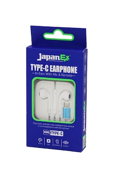 Japanex Type-c Kulak İçi Mikrofonlu Stereo Kulaklık Kablolu 1.2mt Type-c Giriş Plastik Kutulu 20x20- 20'li Paket Kulak Içi