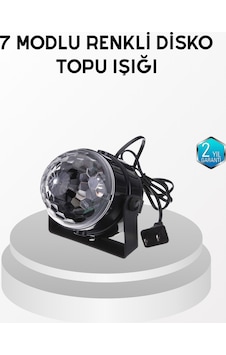 7 Renk Modlu Müzik Sensörlü Disko Topu Led Işıklı Parti Aydınlatması .