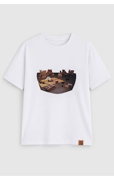 Markapia Woman Kadın Bisiklet Yaka %100 Pamuk Blok Baskılı Kısa Kollu T-shirt Be Beyaz Markapia Woman Kadın Bisiklet Yaka %100 Pamuk Blok Baskılı Kısa Kollu T-shirt Be Beyaz
