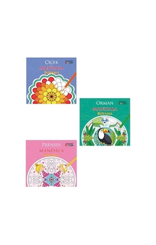 Mandala 3 Adet Boyama Kitap Seti Prenses-orman-çiçek