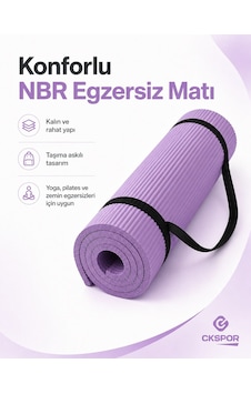 Ckspor 15 Mm Kaymaz Nbr Pilates Matı Taşıma Askılı Yoga Veegzerisiz Minderi Mor