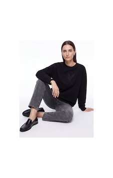 Fabrika Siyah Kadın Bisiklet Yaka Loose Fit Nakışlı Sweatshirt F6wl-swt0087 Fabrika Siyah Kadın Bisiklet Yaka Loose Fit Nakışlı Sweatshirt F6wl-swt0087