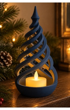 Minimalist Spiral Noel Ağacı Şeklinde Led Mum Tutucu Lacivert Minimalist Spiral Noel Ağacı Şeklinde Led Mum Tutucu Lacivert