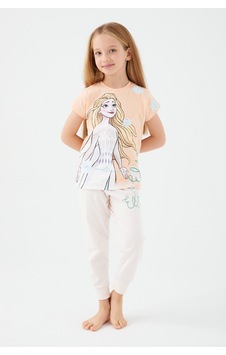Frozen Elsa Somon Kız Çocuk Kısa Kol Pijama Takım Somon Frozen Elsa Somon Kız Çocuk Kısa Kol Pijama Takım Somon