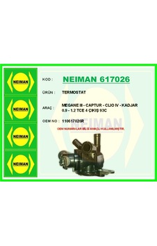 Bescher Termostat 95 Renault Megane Iv 15 Kadjar 15 Scenıc Iv 15 1.2 Tce H5f Neıman 617026 110617250r 110617026r Bescher Termostat 95 Renault Megane Iv 15 Kadjar 15 Scenıc Iv 15 1.2 Tce H5f Neıman 617026 110617250r 110617026r