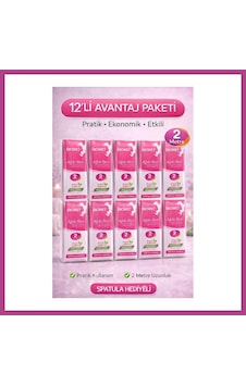 Gees Global Biowet Ağda Bezi 2 Metre Spatula Hediyeli Epilasyon Bezi Dayanıklı Tüy Dökme Bezi 12 Paket Gbzs
