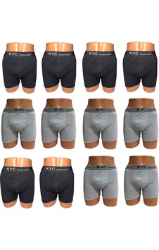 Kyc Shopping 12 Adet Siyah-gri Karışık Renk Pamuklu Likralı Penye Esnek Kumaş Boxer Siyah - Gri Kyc Shopping 12 Adet Siyah-gri Karışık Renk Pamuklu Likralı Penye Esnek Kumaş Boxer Siyah - Gri