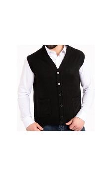 Nacar Store Erkek Düğmeli Ince Yün Triko Örgü Yelek Siyah Nacar Store Erkek Düğmeli Ince Yün Triko Örgü Yelek Siyah