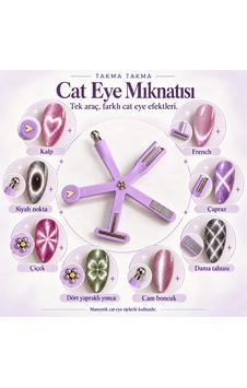 Çok Başlıklı Cat Eye Mıknatısı Kedi Gözü Kalıcı Oje Şekillendirme Aparatı Ytmk-0001