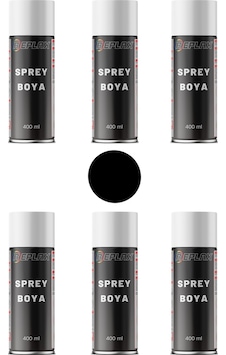 6 Adet Ral 9005 Mat Siyah Sprey Boya 400 Ml.