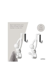 Umbra Buddy'de Ayrıca Kapaklar Ve Çekmeceler İçin Kapı Üstü Kancası Da Bulunmaktadır, Beyaz, 2'li Set Açık Bej
